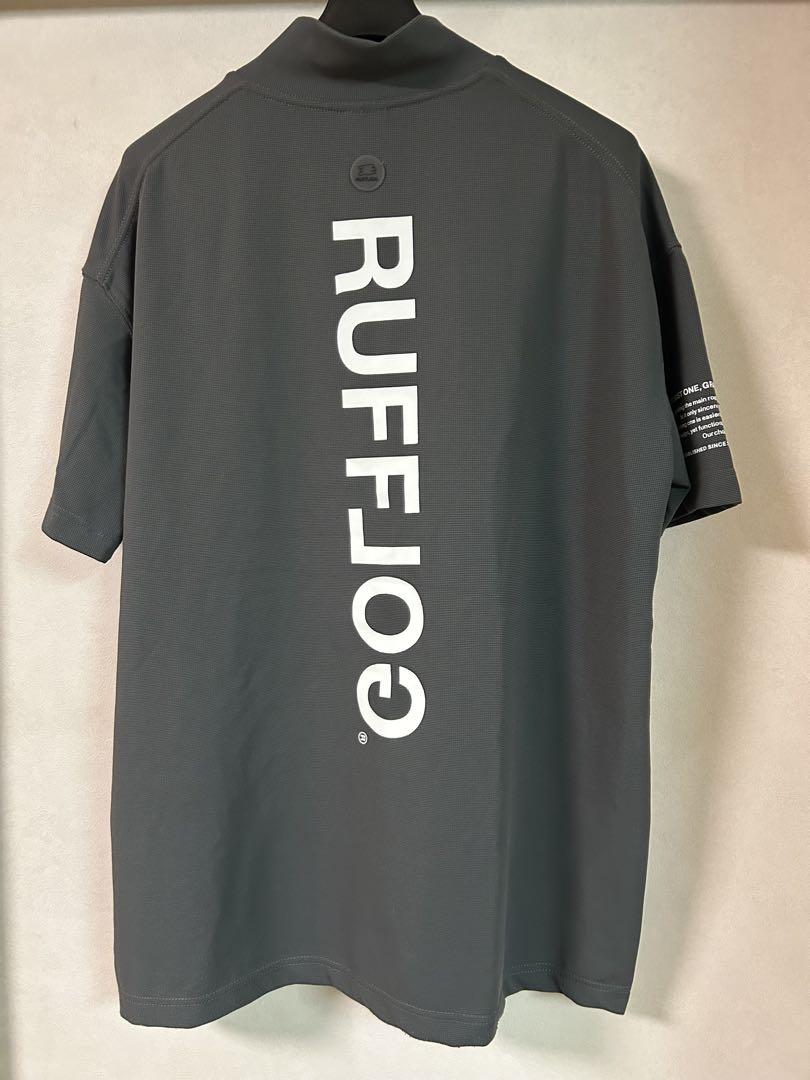 メンズウェア RUFFLOG GOLF VERTICAL LOGO MOCK TEE RUFFLOG VERTICAL LOGO MOCK TEE BLACK XL ゴルフ