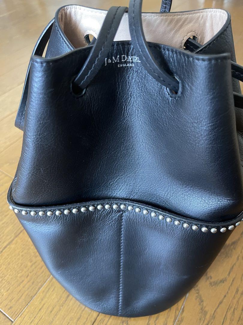 J&M Davidson 黒 レザー ハンドバッグ スタッズ付き（美used