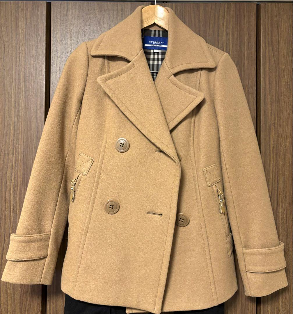 超希少 美品 バーバリーブルーレーベル ノバチェック柄 ウールコート 黒 総柄 バーバリーブルーレーベル ノバチェック コート (バーバリー