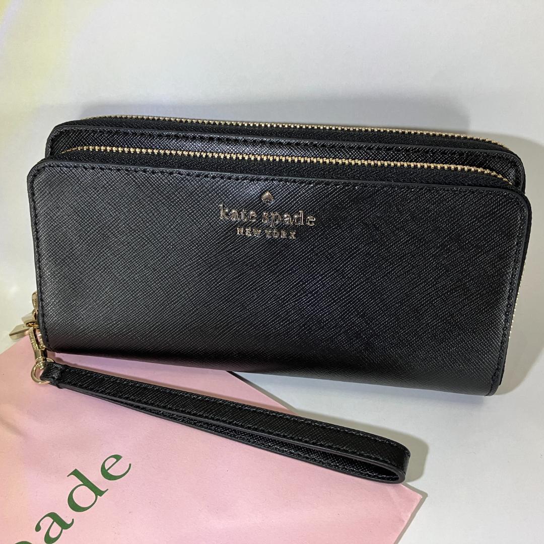 【アメリカ購入】Kate spadeジップアラウンドWLR00631 長財布　黒 kate spade NEW YORK ケイトスペード 財布 レディース 2つ折り