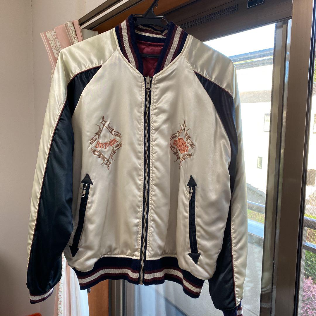 ハーレーダビッドソン ベロア　スカジャン ブルゾン　刺繍　リバーシブル Harley-Davidson 、ハーレーダビッドソンスカジャン 刺繍 - メルカリ