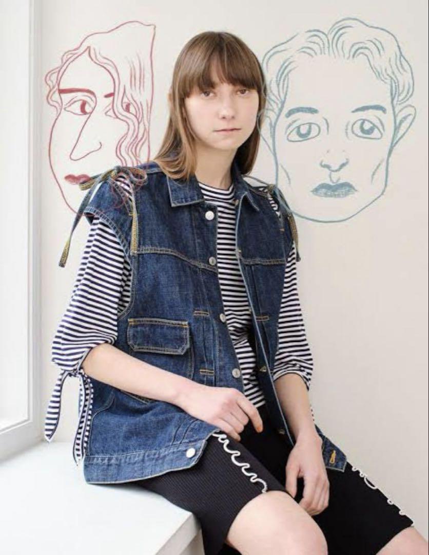 soduk スドーク リボンデニムベスト セール】ribbon denim vest（デニムジャケット）｜soduk