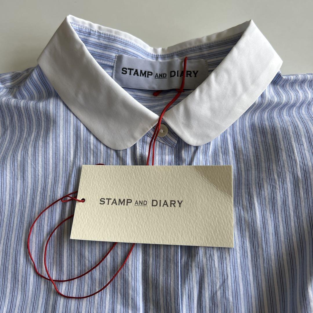 【未使用】STAMP AND DIARY ブラウス 綿 シンプル シャツ◆Ｆ 未使用STAMP AND DIARY 綿 シャツ ストライプブラウス 長袖○F