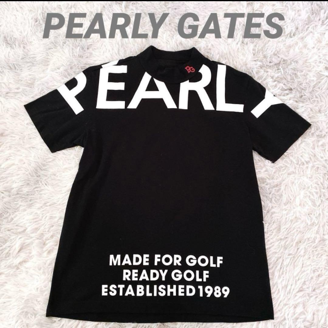♡美品♡PEARLY GATES半袖Ｔシャツ　モックネック　サイズ5 ブラック PEARLY GATES モックネック ボーダーTシャツ 5 ブラック - メルカリ