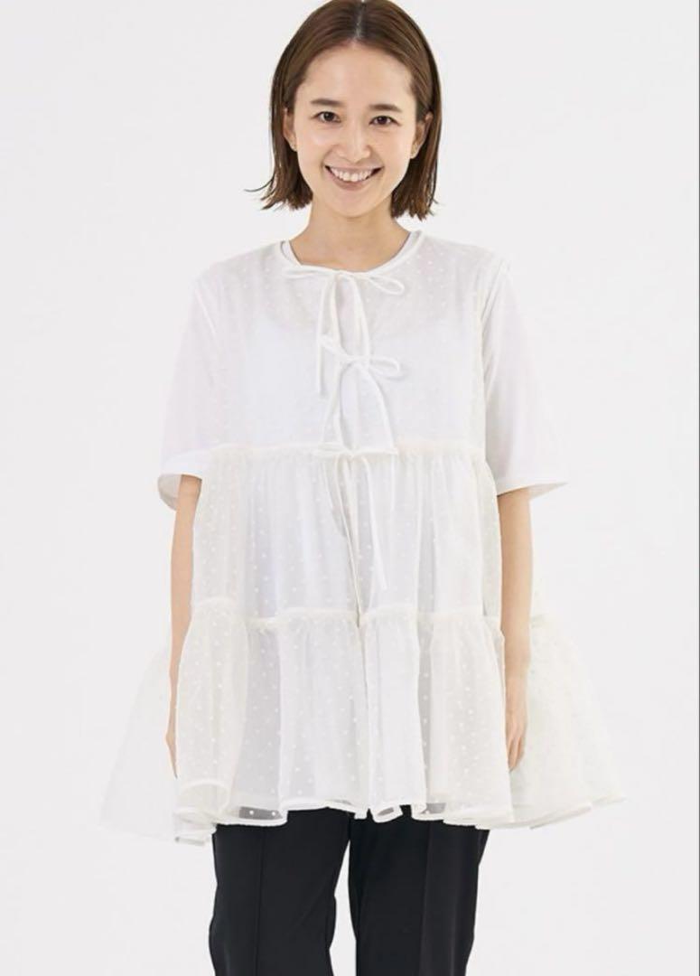 yori ドットフロッキーティアードジレ ホワイト（yori ヨリ