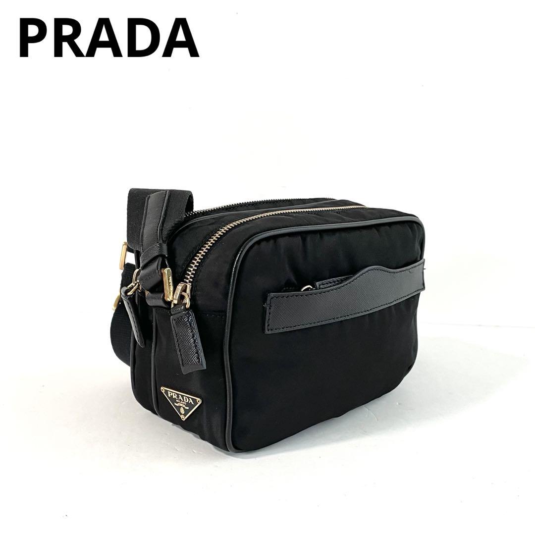 【極美品】プラダ ワン ショルダーバッグ カメラバッグ ナイロン×サフィアーノ 極美品】プラダ ワン ショルダーバッグ カメラバッグ ナイロン