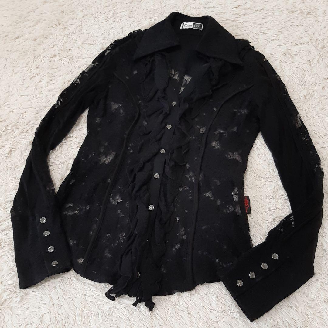 極美品 オッズオン OZZ ON レース トップス フリンジ ゴスロリ