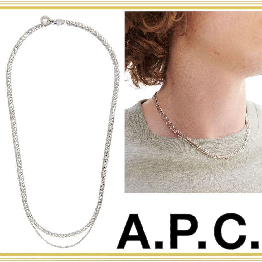 A.P.C. アーぺーセー シルバー Minimal 2連 チェーン ネックレス