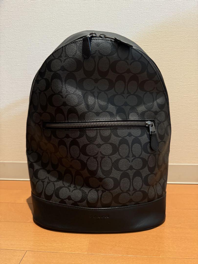 美品 COACH コーチ シグネチャー リュック バックパック ブラック COACH コーチ リュックサック シグネチャー コーティング