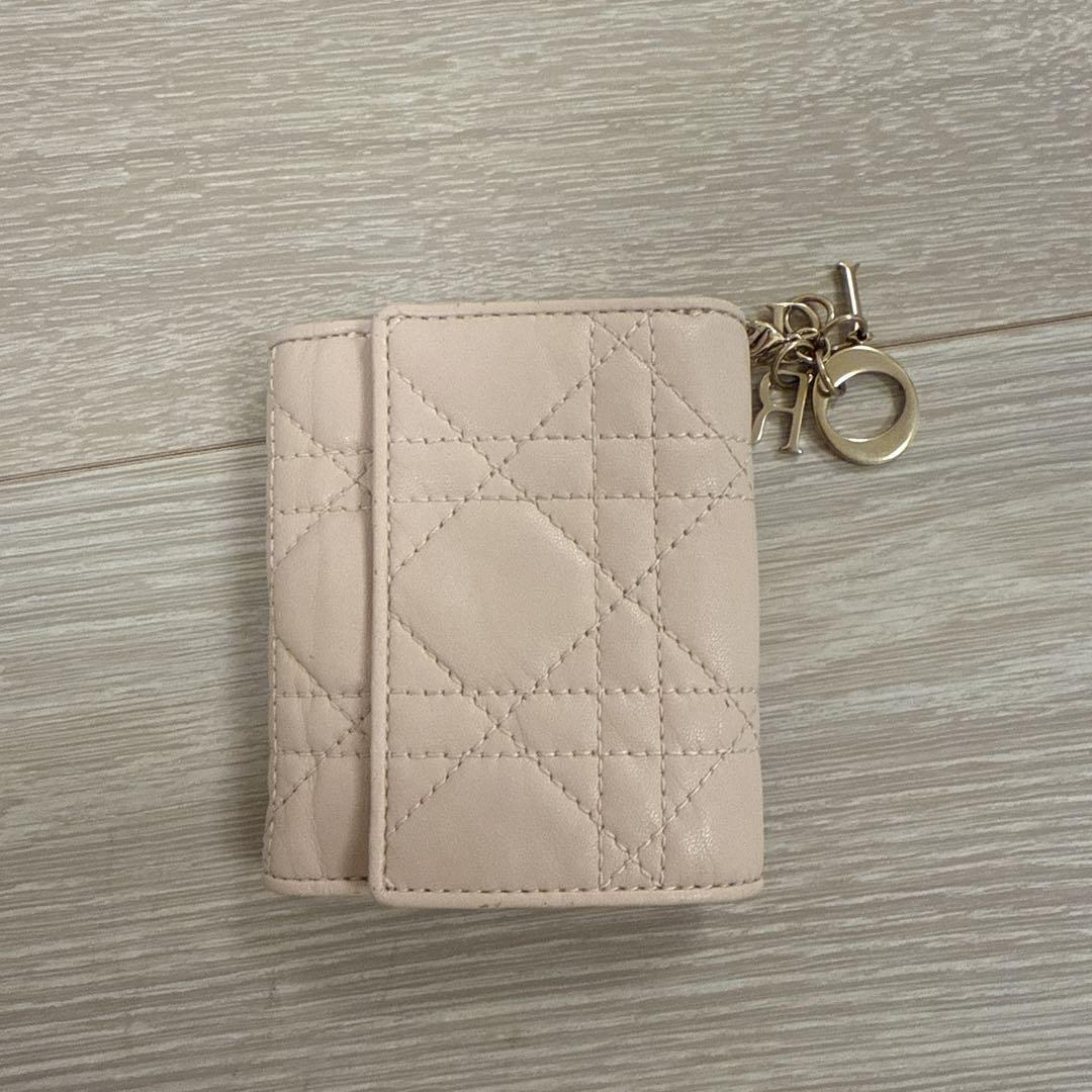 Christian Dior キルティング三つ折り財布 ピンク （DIOR