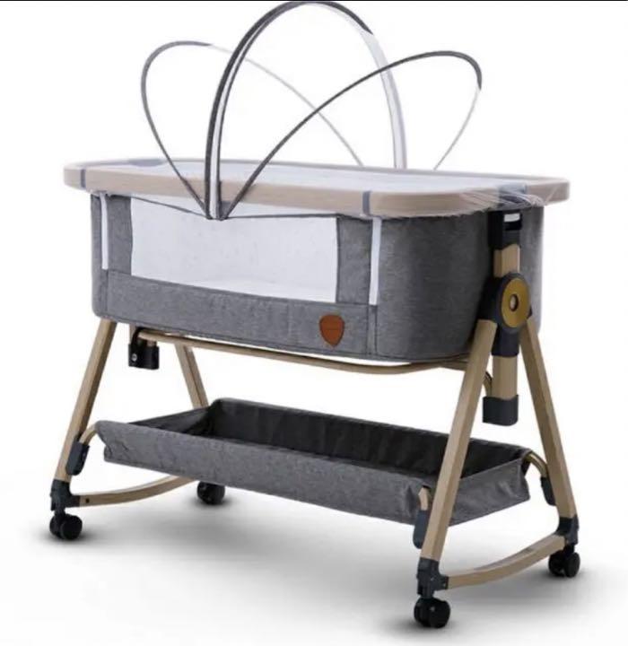 山087美品ベビーベッド グレー playkids Maydolly HZDMJ 美品】ベビーベッド playkids Maydolly HZDMJ 折りたたみ ベビー