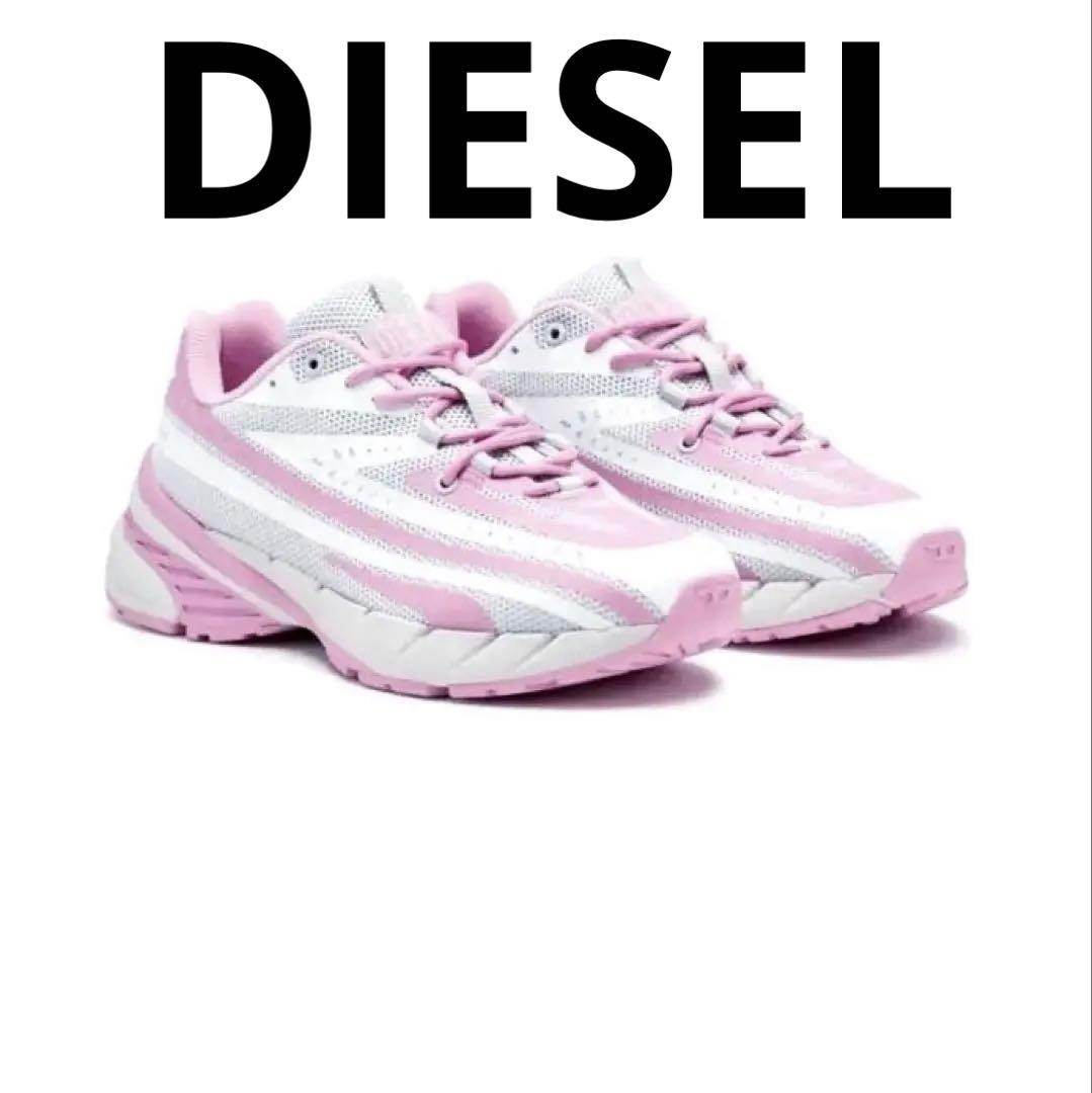 新品】DIESELディーゼルレディーススニーカーメッシュ白×ピンク