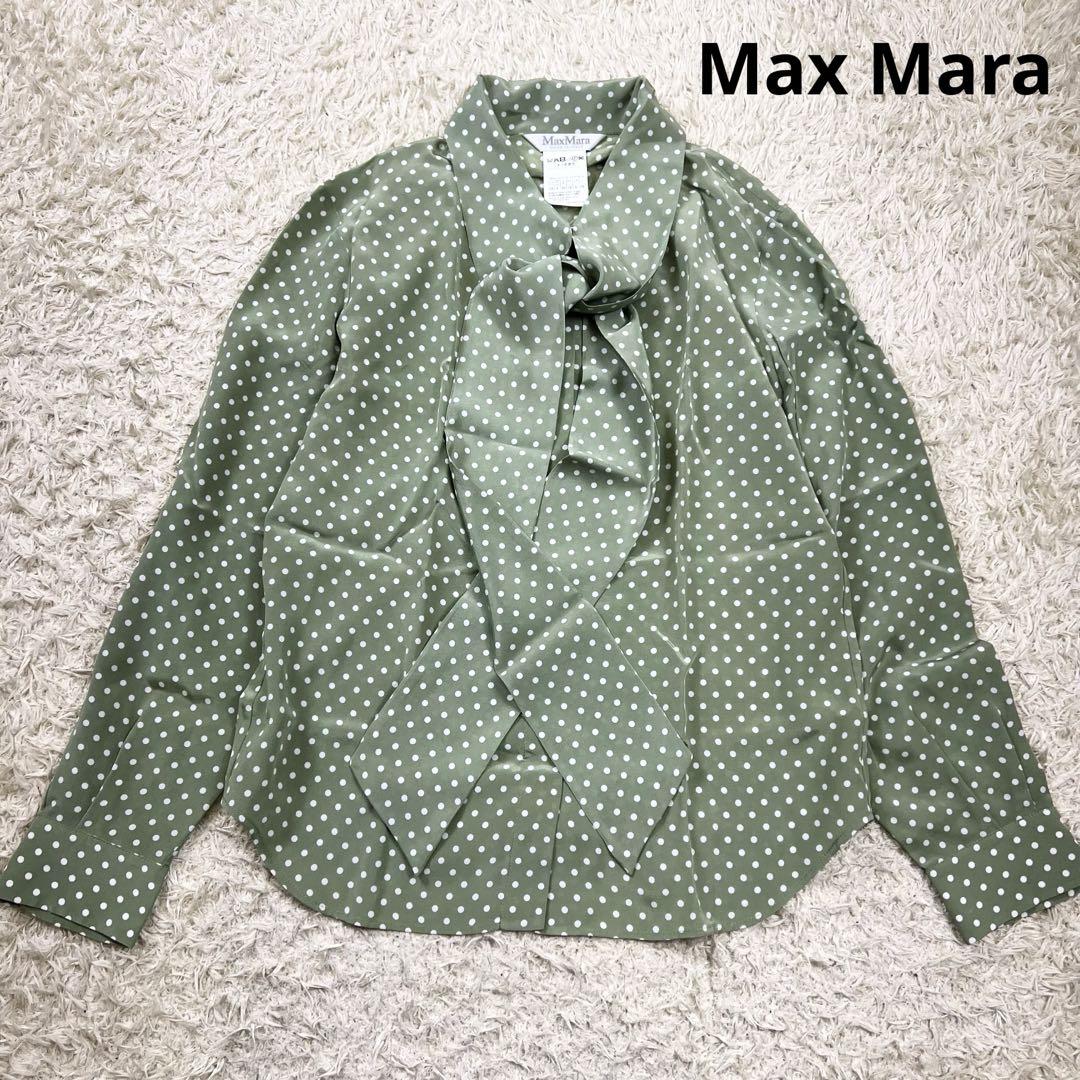 【極美品・高級】マックスマーラ 白タグ カシュクール シルク100％ 花柄 S マックスマーラ 最高級白タグ シルク混 カシュクールワンピース
