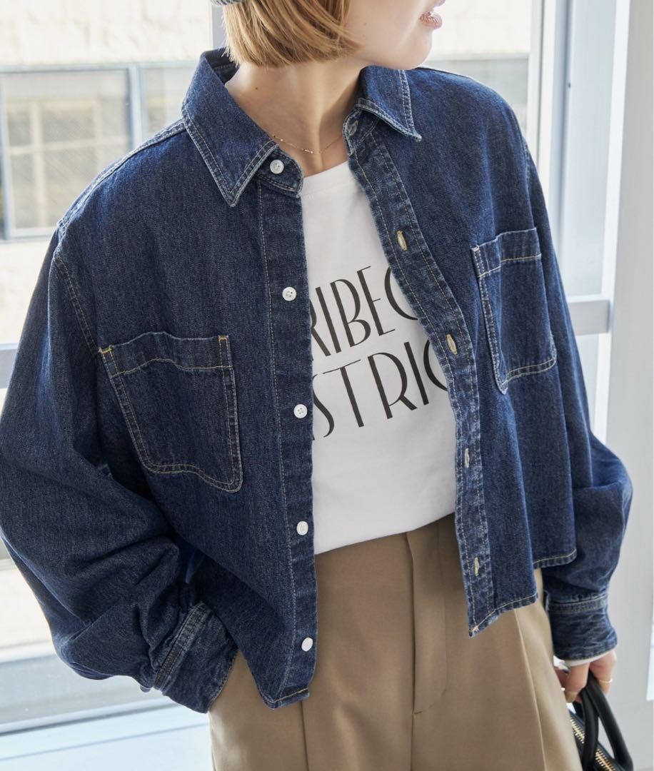 Spick&Span☆ショートデニムシャツ Spick＆Span シャツ ブラウス 「追加2」ショートデニムシャツ