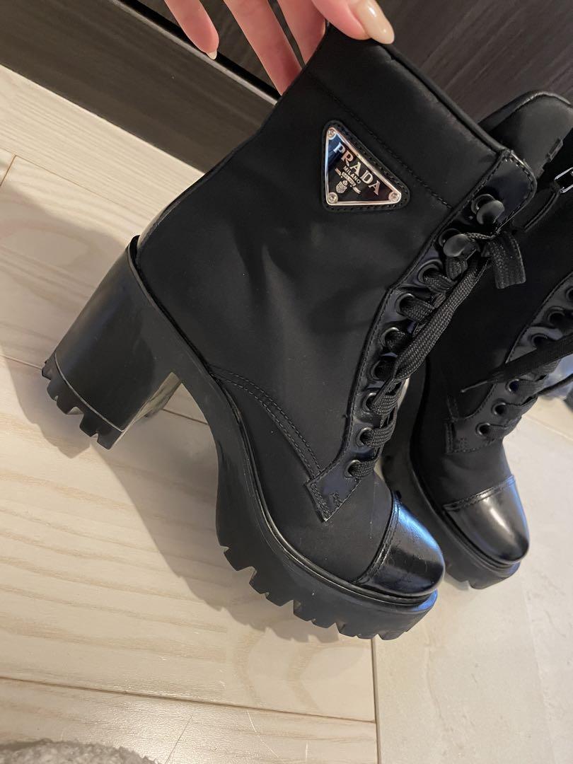 ☆ PRADA レディース厚底ブーツ☆ PRADA(プラダ) Over-the-knee Platform Bootsエナメルロング