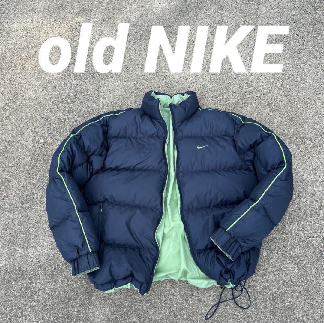 00s NIKEダウンジャケット OLD NIKE 00s ロゴ刺繍 リバーシブル ダウンジャケット Lサイズ