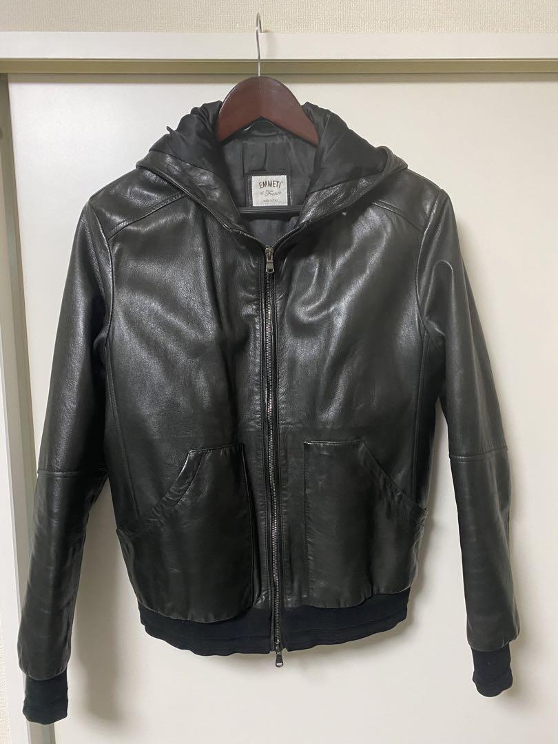 EMMETI（エンメティ）　レザー切替パーカー　46 エンメティ ライダース メンズ パンチングレザー ストレッチ