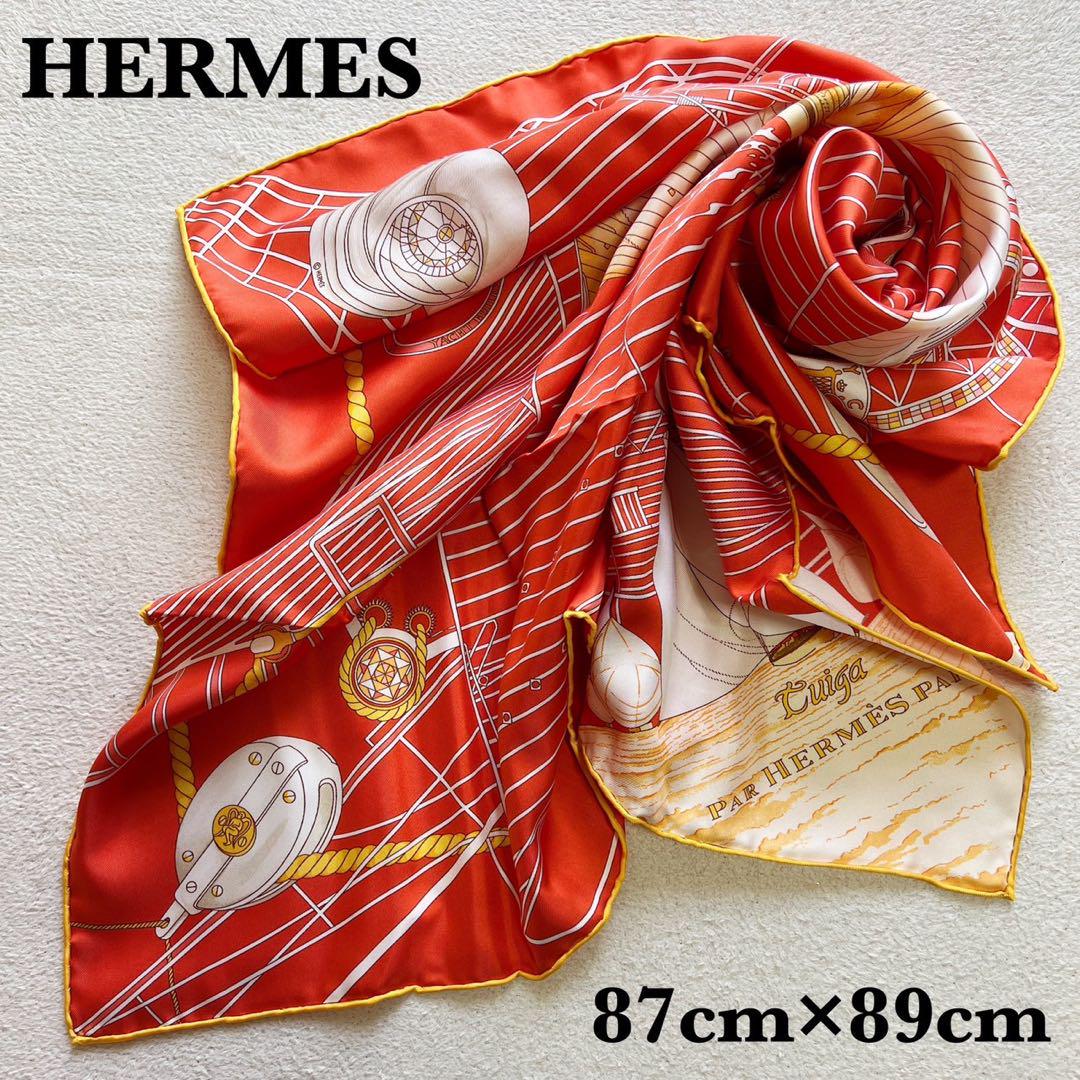 美品 HERMES エルメス カレ90 スカーフ Tuiga 帆船 シルク（楽天