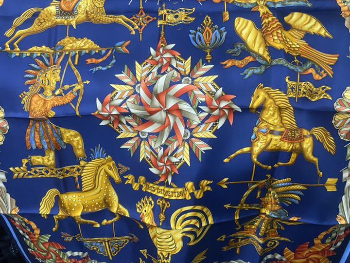 美品　エルメス HERMES カレ90 les girouettes HERMES スカーフ カレ90 「LES GIROUETTES」（Brand Max】ルイ