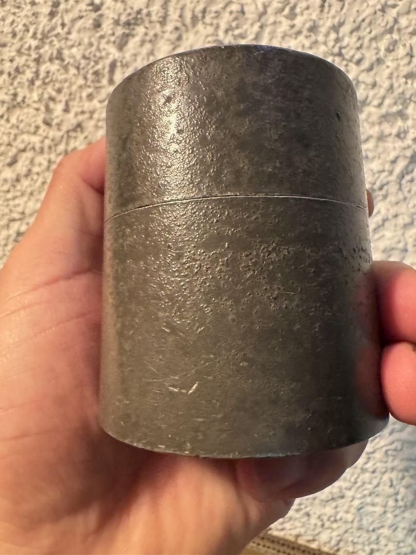 古錫 斑錫 錫製 錫茶筒 茶入 茶壺 時代物 重さ358g（コレクター
