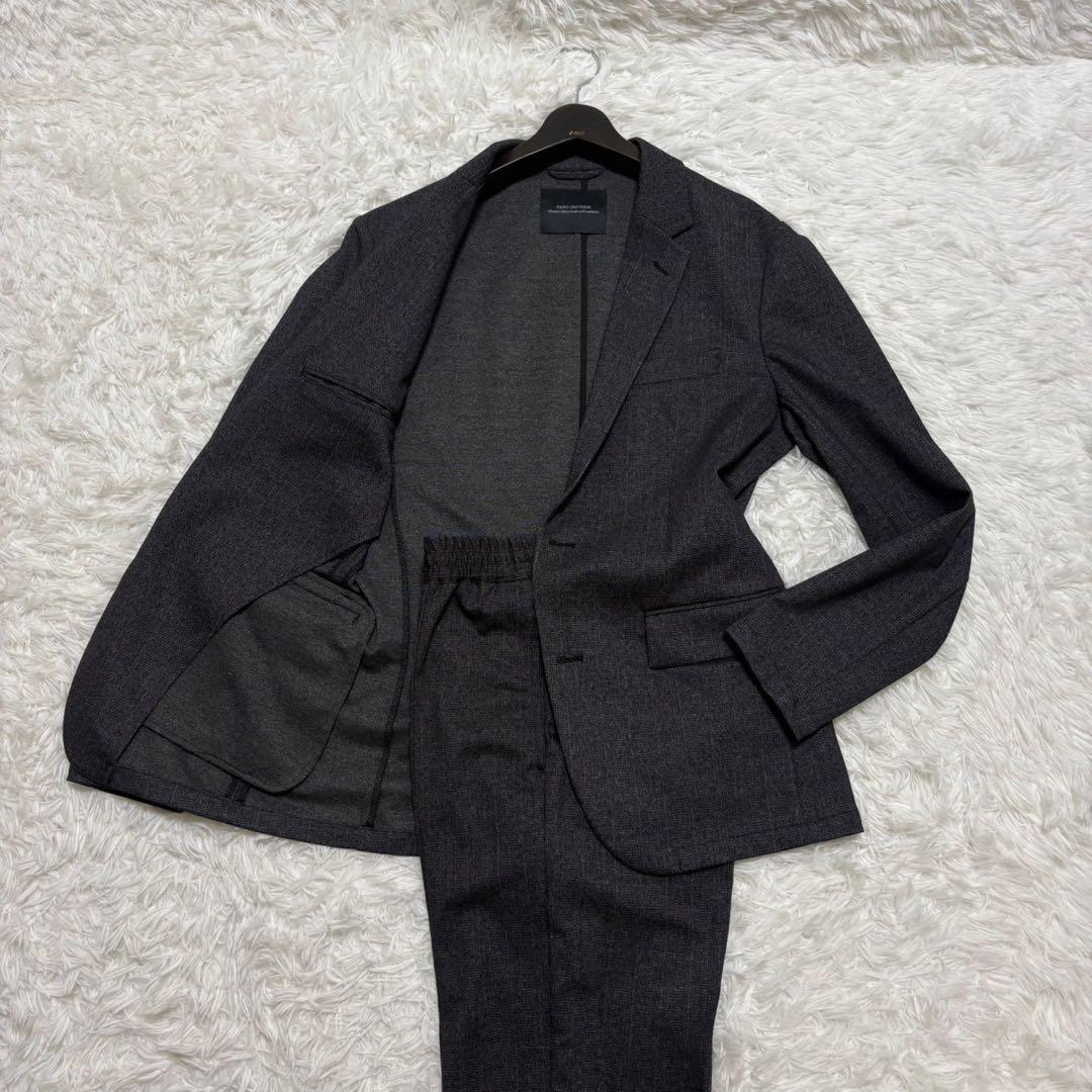 ◎極美品 ナノユニバース ジャージー 総柄セットアップ 千鳥 M 伸縮性 ◎極美品 ナノユニバース ジャージー 総柄セットアップ 千鳥 M