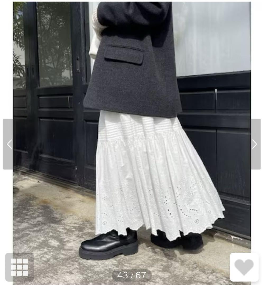 スピックアンドスパン　エンブロイダリーレーススカート 36  S  美品 Spick & Span｜《追加予約》エンブロイダリーレーススカート
