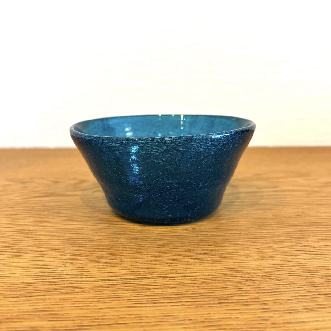 横山秀樹 吹きガラス 中鉢 泡 ブルー 小谷眞三 希少 （Yahoo
