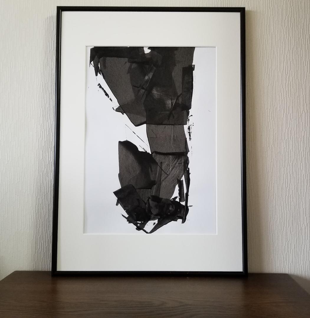 モノクロ絵画　抽象画　アート　B2サイズ　インテリア モノクロ絵画 抽象画 アート B2サイズ インテリア （アート