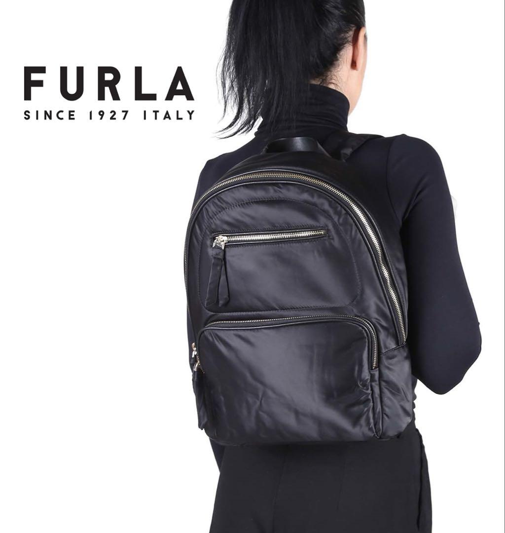 新品タグ付き 5.4万 FURLA ブラックバックパック Gaia 黒