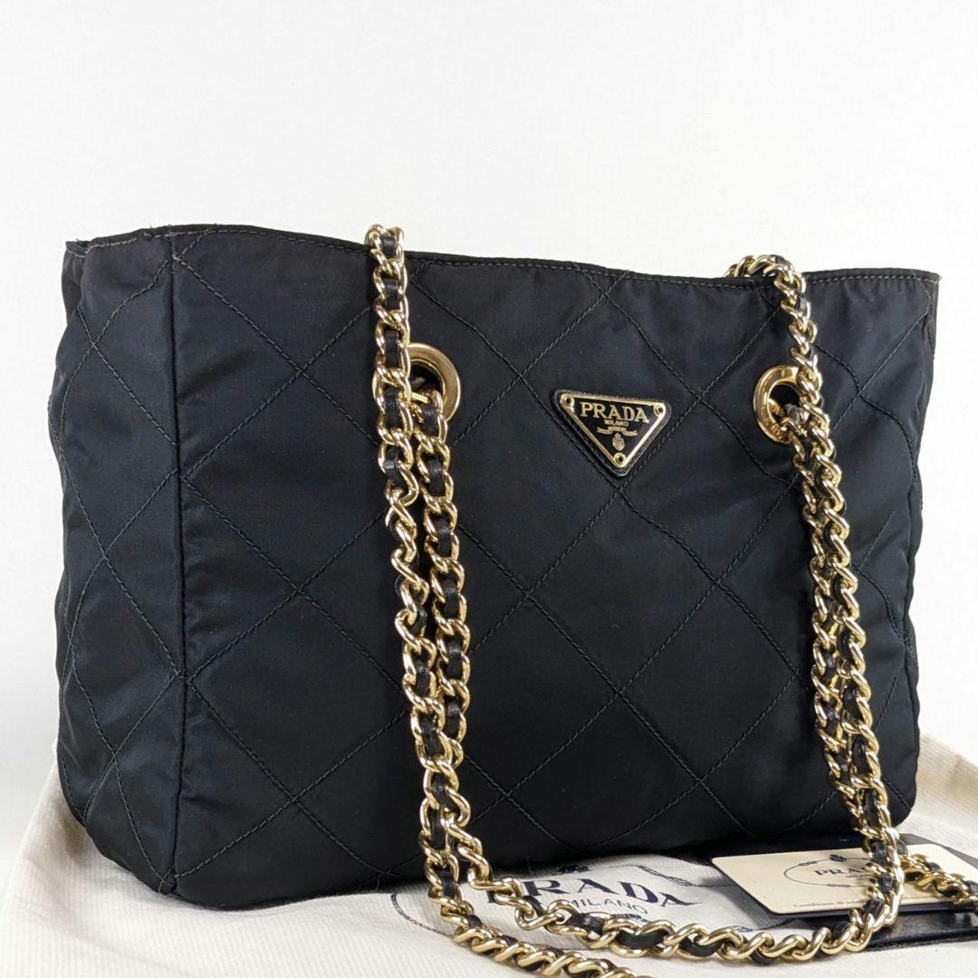 【良品！✨】PRADA プラダ ショルダーバッグ キルティング 三角ロゴ 黒 ✨近年モデル✨プラダ ショルダーバッグ 2way 三角ロゴ