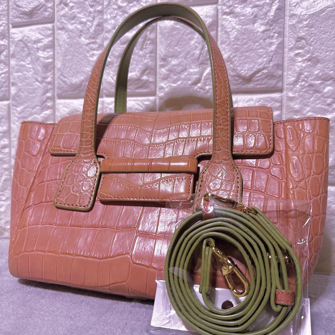 定価14万【極美品】三京商会 リアルクロコ センター取り 2way ハンドバッグ 定価14万【極美品】三京商会 リアルクロコ センター取り 2way