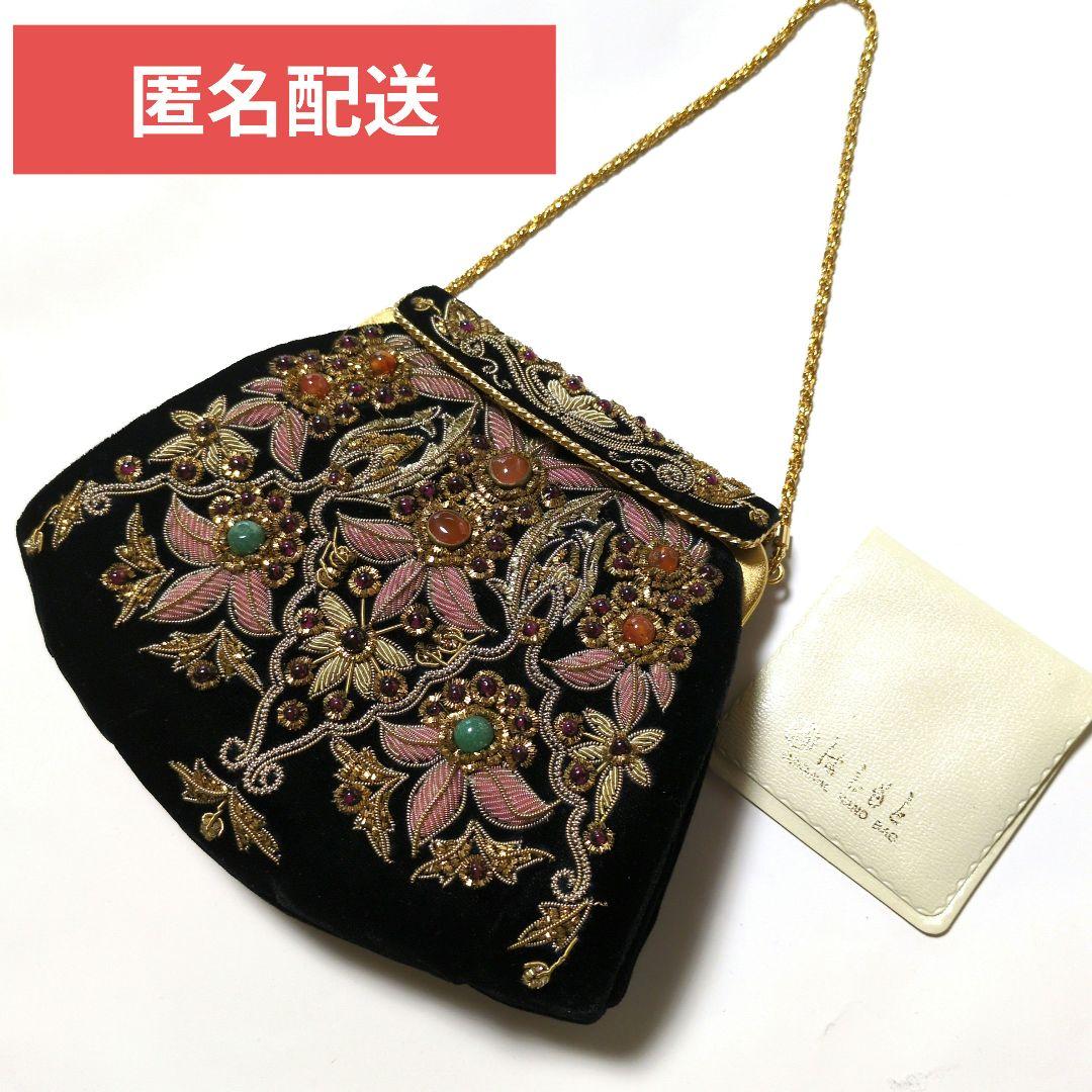 美品 高級 ⭐️ LUMY はしもと 皇室御用達 ⭐️ハンドバッグ ビーズバッグ LUMY はしもと ビーズ ハンドバッグ プラチナ ストーン装飾 皇室
