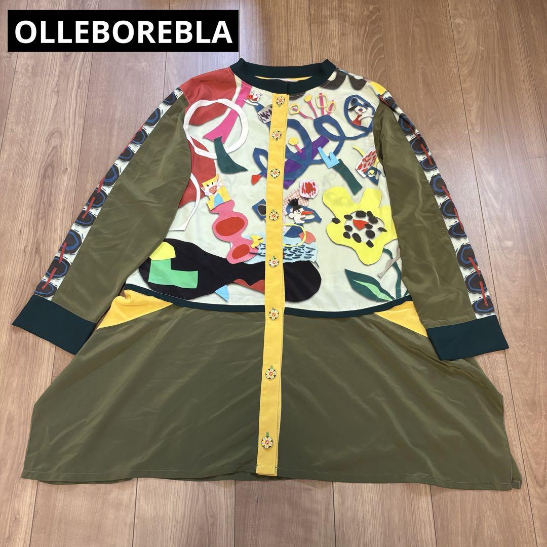 OLLEBOREBLA アルベロベロ　ロングチュニック　花とぶたさんとスマイリー OLLEBOREBLA アルベロベロ ロングチュニック 花とぶたさんと