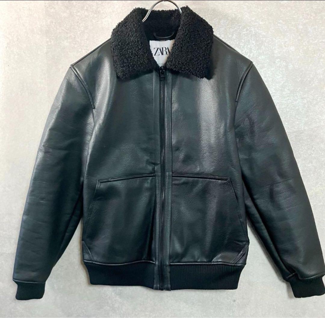 ZARA レザージャケット ムートンジャケット ブラック（ZARA ザラ
