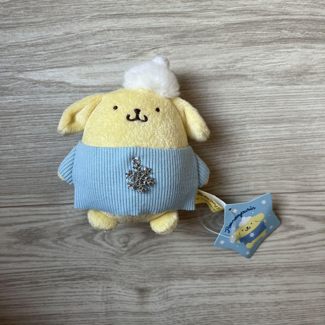 ポムポムプリン ニットセーター ぬいぐるみマスコットキーホルダー 新品タグ付き ポムポムプリン ニットセーター ぬいぐるみマスコット