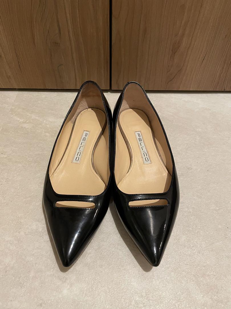 【PELLICO】フラットシューズ エナメル パンプス ブラック Oggi掲載 ペリーコ ANELLI エナメル フラット パンプス 新品