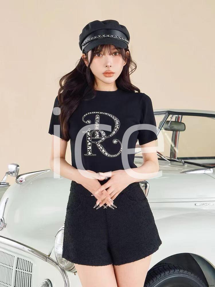 Darich ダーリッチ DR ビジュー リブ ニット トップス BLK ビジューDRニットトップス – Darich (ダーリッチ)