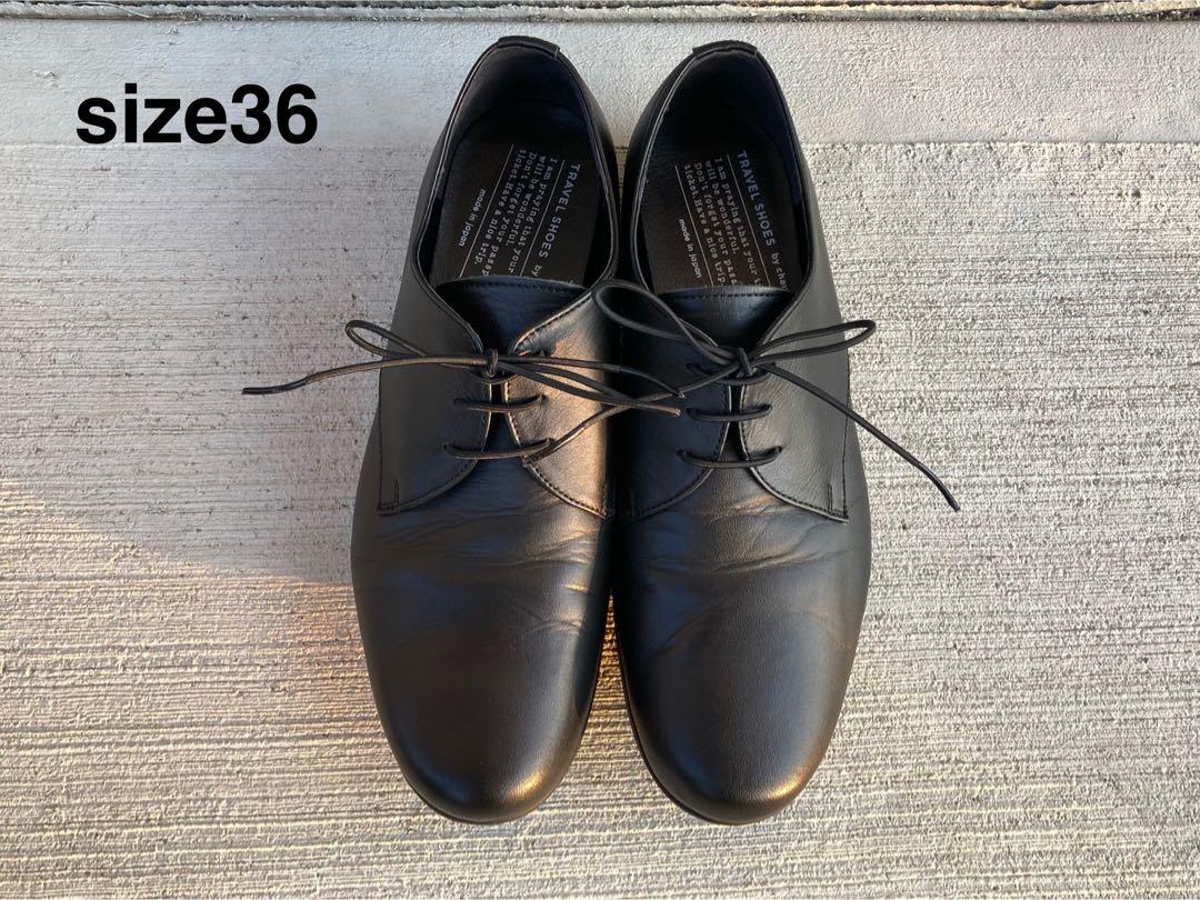 Chausser ショセ トラベルシューズ 36 プレーントウ 黒 ブラック