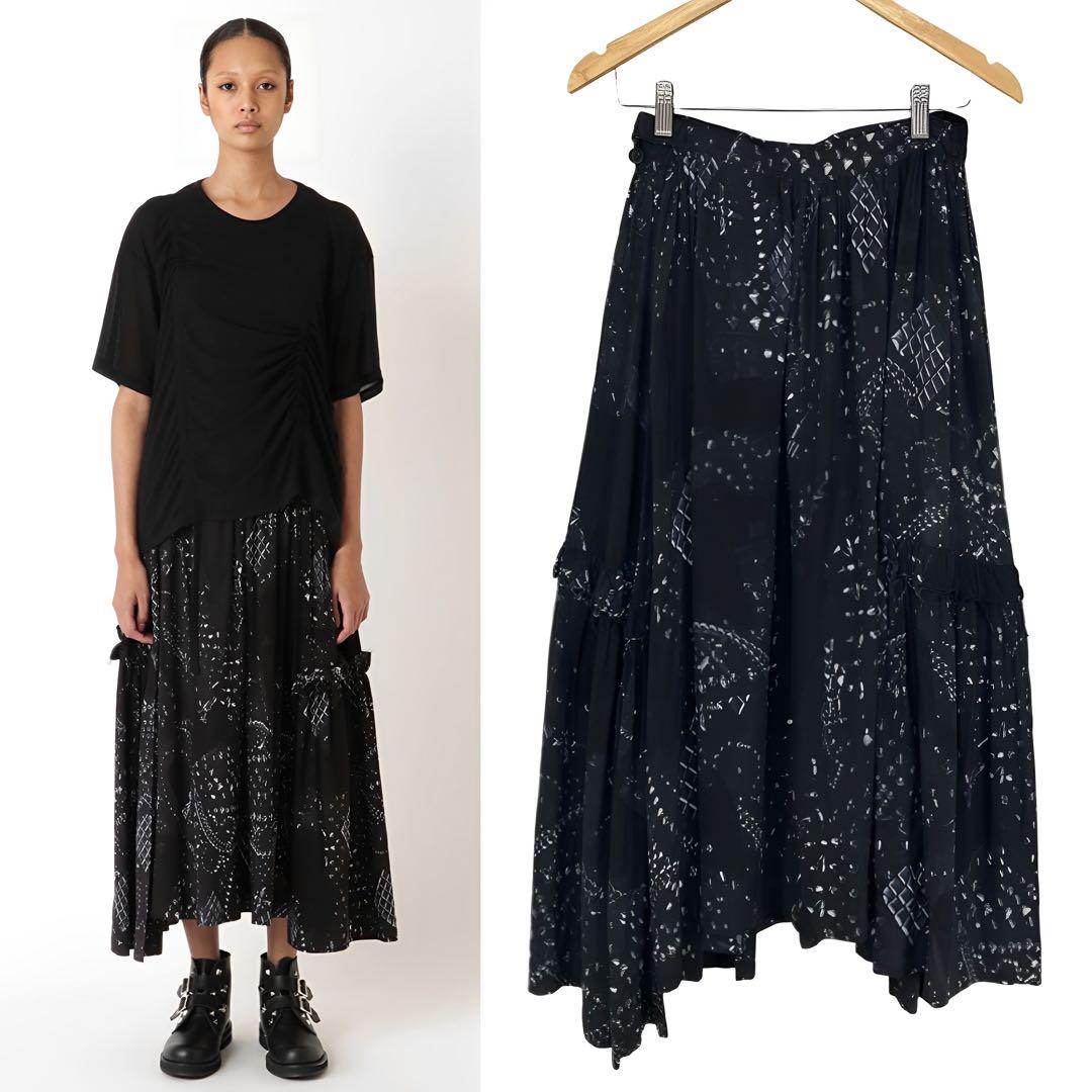 ヨウジヤマモト CHAIN & STUDS B/GATHER PT/SK 黒1 ヨウジヤマモト CHAIN & STUDS B/GATHER PT/SK 黒1（Yohji