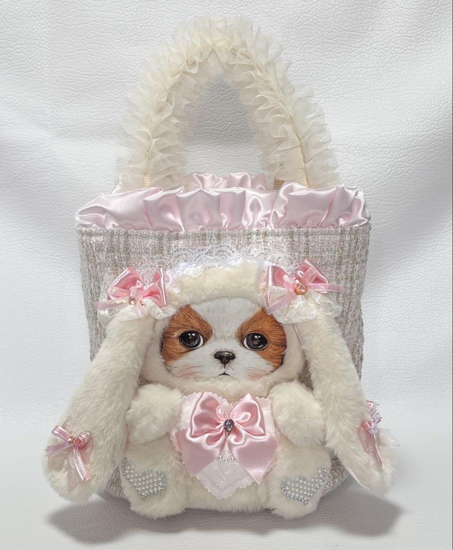 牡*❁様 コヤンイサムチョン ハンドメイド うさちゃん丸底トートバッグ ルミちゃ 牡*❁様 コヤンイサムチョン ハンドメイド たれみみうさちゃん丸