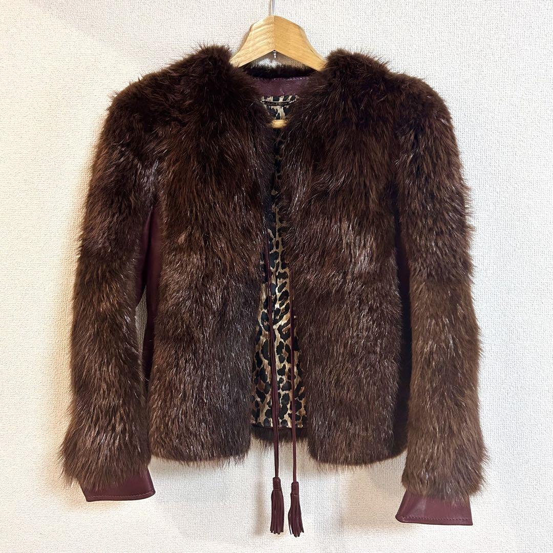 DOLCE&GABBANA ファージャケット　ブラウン DOLCE&GABBANA ファージャケット ブラウン（極美品◎ドルチェ