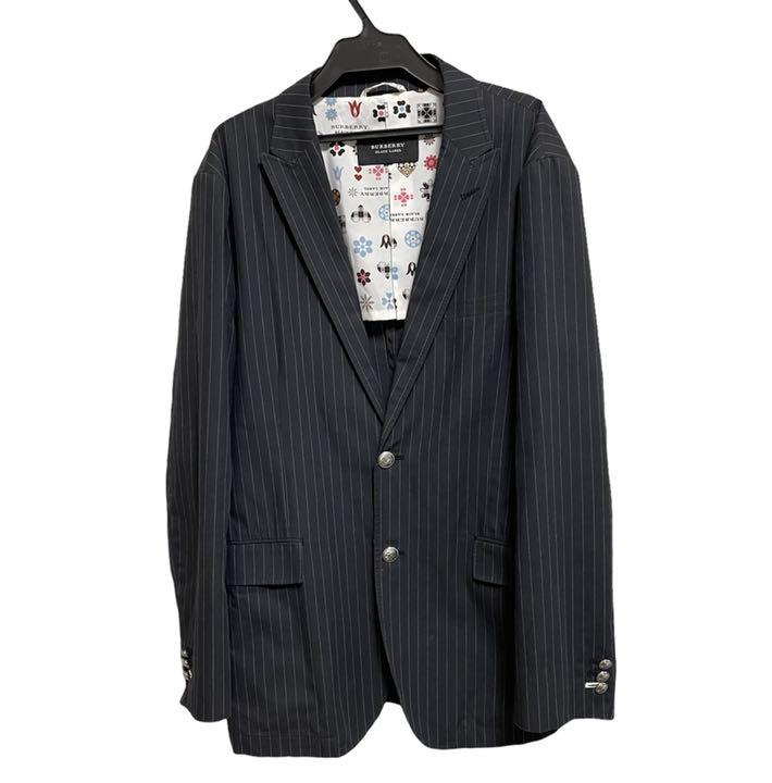 BURBERRY テーラードジャケット ブレザー ブラック L【CT1098】 BURBERRY バーバリー テーラードジャケット ブレザー ブラック