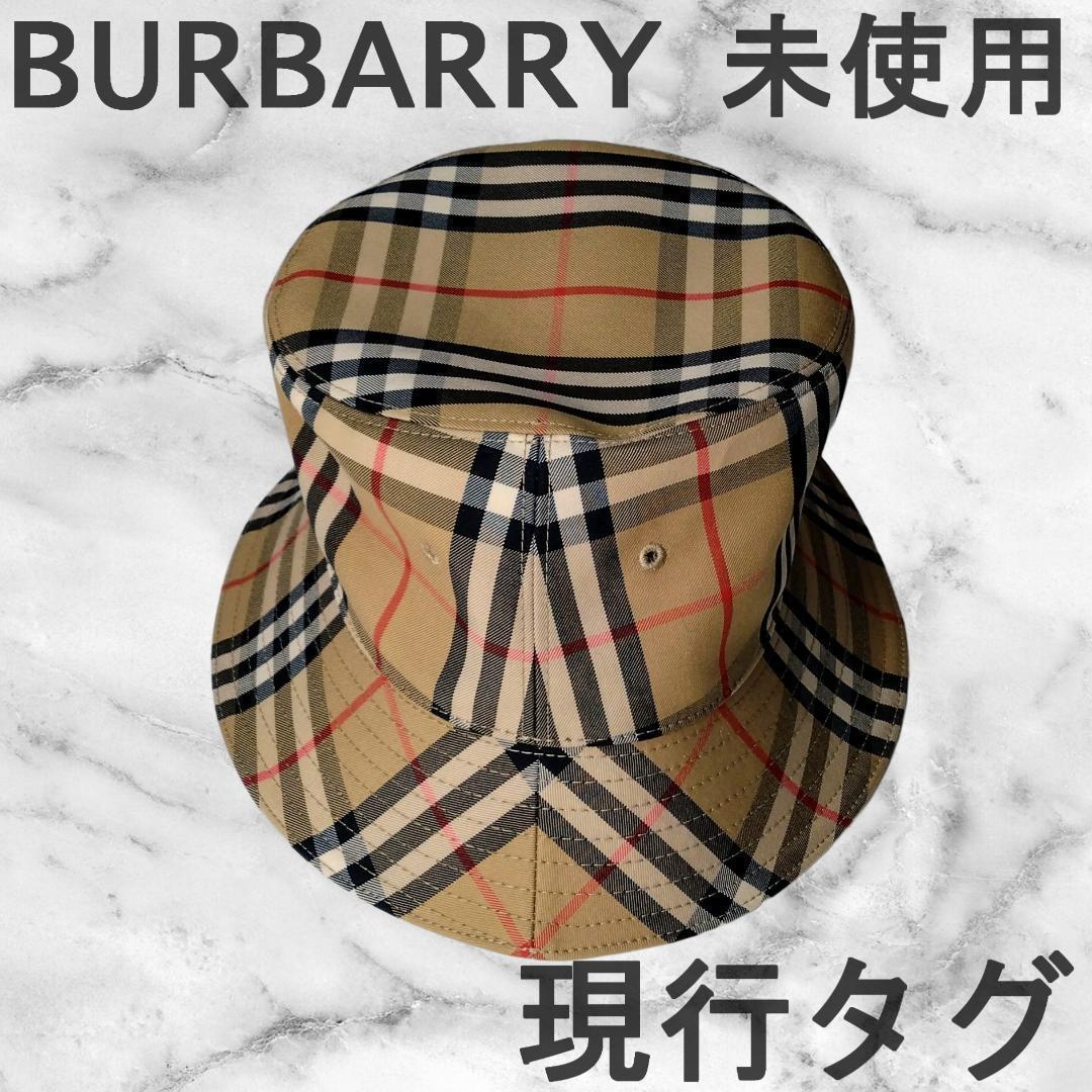 【タグなし未使用】バーバリーロンドン バケットハット ノバチェック柄 ベージュ タグなし未使用】バーバリーロンドン バケットハット ノバ
