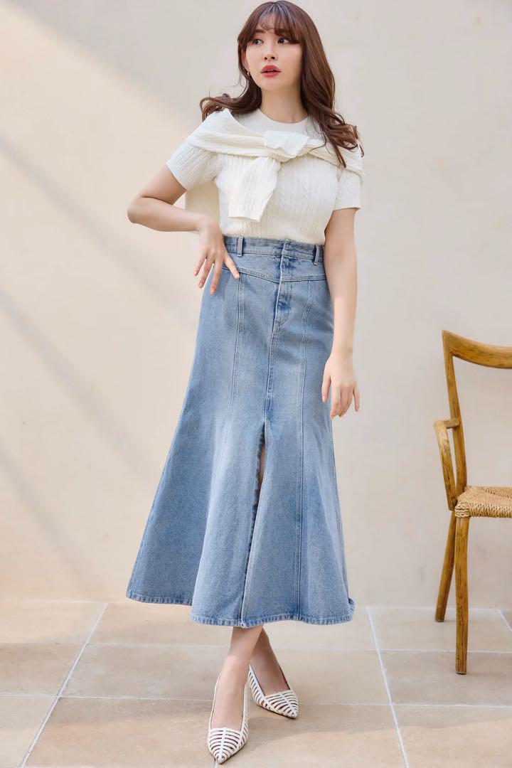 スカート herlipto mermaid slit denim skirt ❁美品❁ herlipto Mermaid Slit Denim Skirt（Mermaid Denim