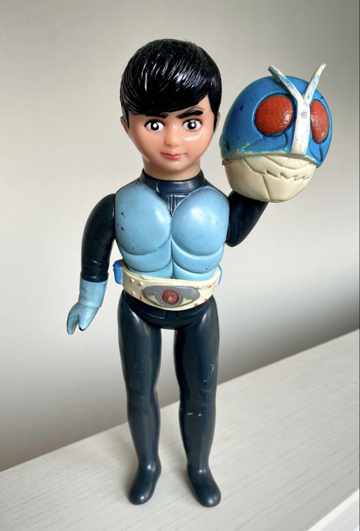 せ*ゃ様 当時物 ソフビ 旧バンダイ 仮面ライダー 水色マスク 面