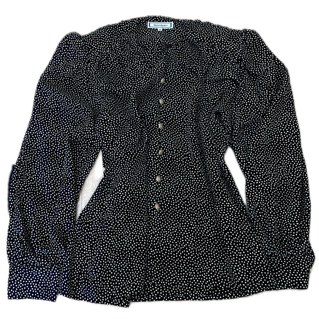希少 YVES SAINT LAURENT 金ボタン シャツブラウス（美品 希少