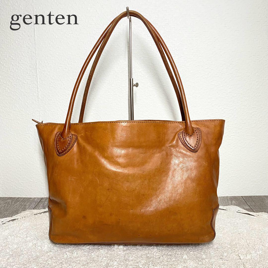 gentenゲンテン レザートートバッグ 大容量 A4収納可能 肩掛け