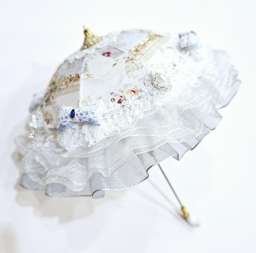 ハンドメイド ミニチュア カメオ付き 傘 ドール用 クラロリ 姫系 ローズ柄 ハンドメイド ミニチュア カメオ付き 傘 ドール用 クラロリ 姫系