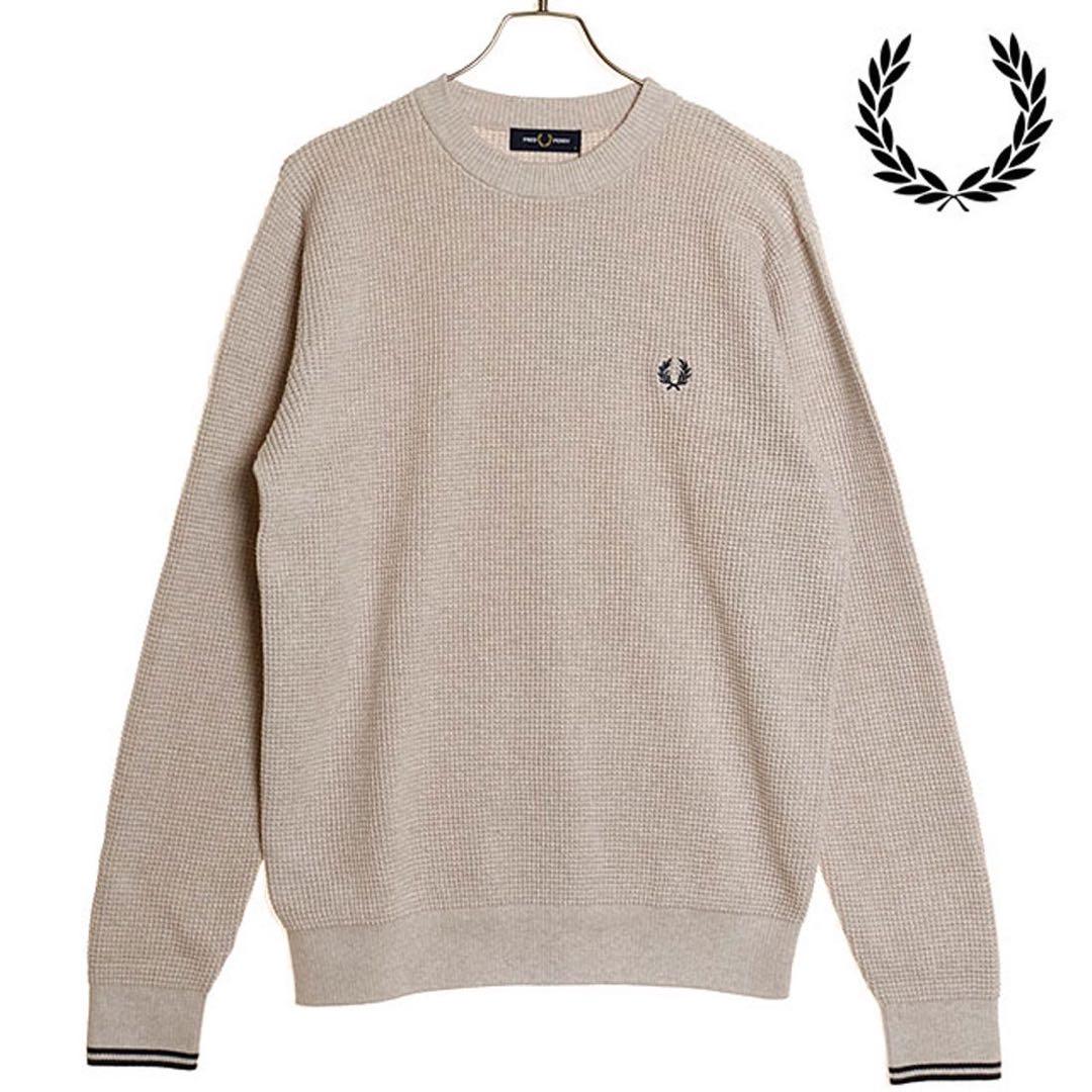 FRED PERRY/フレッドペリー ロゴ刺繍 ワッフルクルーネックニット FRED PERRY ニット セーター 「FRED PERRY/フレッドペリー
