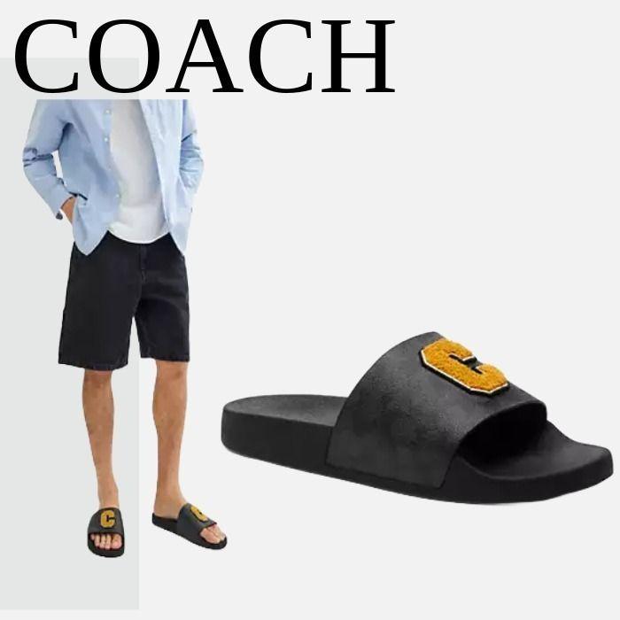 ★新品★COACH(コーチ)★メンズスライドサンダルブラック黒ロゴ大人気♪♪ ☆新品☆COACH(コーチ)☆メンズスライドサンダルブラック黒ロゴ